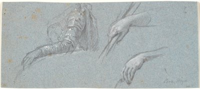 Twee studies van handen en studie van vrouwentorso met uitgestrekte arm door Marcus Tuscher
