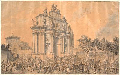 Triomfboog voor Frans III van Lotharingen en Maria Theresia bij hun Intocht in Florence 1739 door Marcus Tuscher