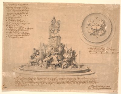 Ontwerp voor een monument voor Frederik V op Amalienborg door Marcus Tuscher