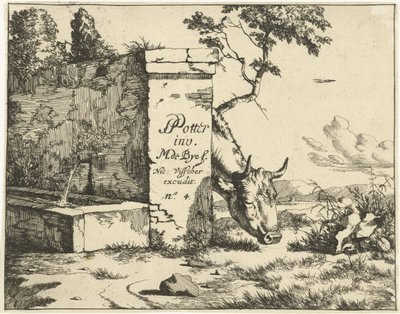Grazend rund achter muur door Marcus de Bye