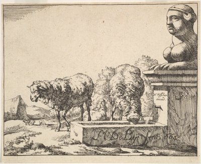 Schapen, uit een set van 16 platen, 1664 door Marcus de Bye