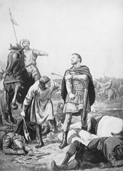 Overname van keizer Romanus Diogenes door Alp Arslani in 1071 (litho) door Margaret (after) Dovaston