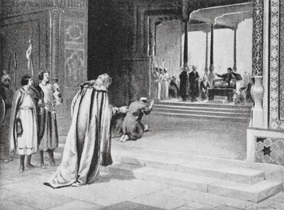 Geoffrey de Langley met Bar Sauma voor Arghun Khan door Margaret (after) Dovaston