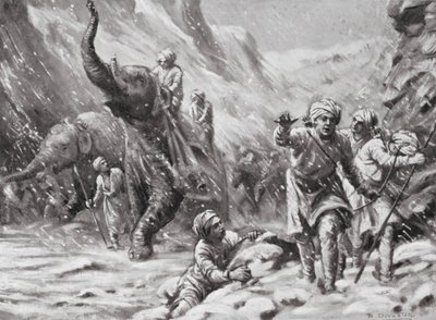 Het eerste succes van Mahmud van Ghazni, 1000 na Christus (litho) door Margaret (after) Dovaston