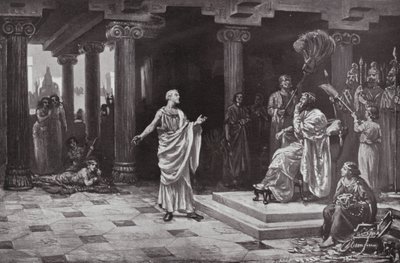 Solon aan het hof van Croesus (litho) door Margaret (after) Dovaston