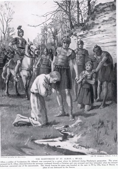 Het martelaarschap van St. Alban, illustratie uit 