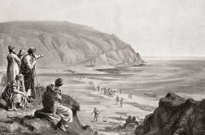 De aankomst van de Feniciërs aan de oostkust van de Middellandse Zee, ca. 1500 v.Chr., uit Hutchinson