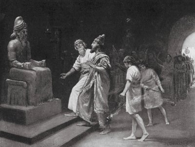 Tukulti-Ninib I in de Tempel van Marduk (litho) door Margaret (after) Dovaston