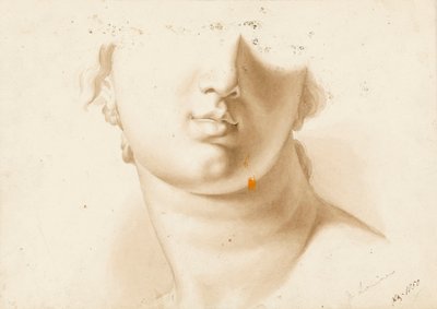 Studie van de onderste helft van een menselijk gezicht, mogelijk een standbeeld door Margaret Louisa Herschel
