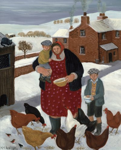 Achtertuin in de winter door Margaret Loxton
