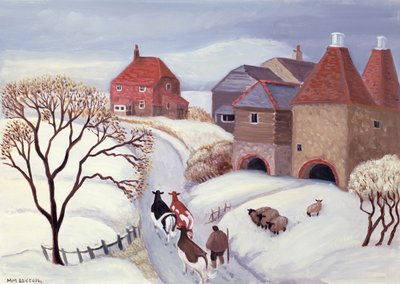 Koeien naar huis drijven in de sneeuw door Margaret Loxton