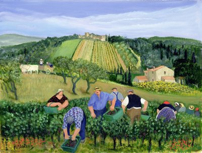 Wijngaard, olijven en zonnebloemen door Margaret Loxton