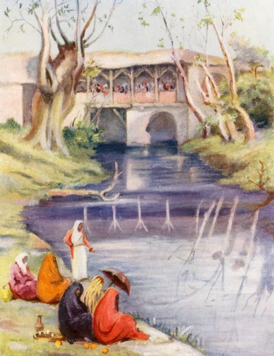 Café aan de Barada, Damascus door Margaret Thomas
