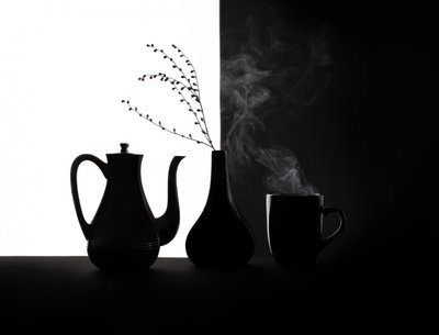 Zwart-wit koffie-stilleven door Margareth Perfoncio