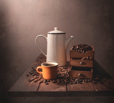 Vintage koffie-stilleven door Margareth Perfoncio