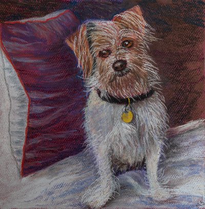 Mijn kleine hond op zijden kussen door Margo Starkey