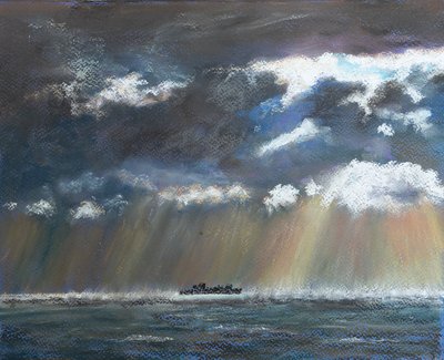 Storm bij een eenzaam schip door Margo Starkey