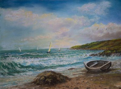 Uitzicht vanaf Lands End Cornwall door Margo Starkey
