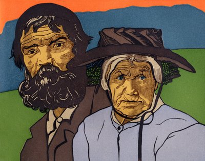 Oud Boerenpaar uit Wallis (Zwitserland) door Marguerite Burnat Provins