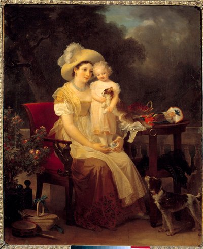 Vrouw zittend met een meisje op haar knieën door Marguerite Gerard