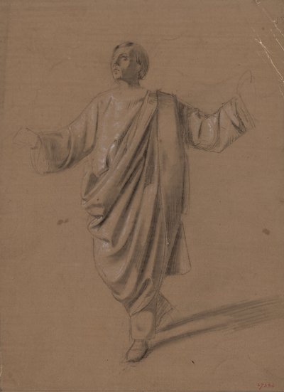 Academische studie van een mannelijk figuur door Marià Fortuny Marsal