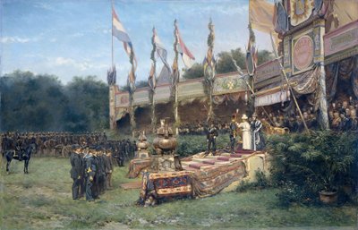 Uitreiking van het Lombokkruis door Koningin Wilhelmina op het Malieveld in Den Haag, 6 juli 1895 door Mari ten Kate