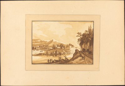 Landschap met Vissersboten door Maria Catharina Prestel after Franz Edmund Weirotter