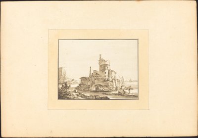 Landschap met een Ronde Toren door Maria Catharina Prestel after Thomas Wyck
