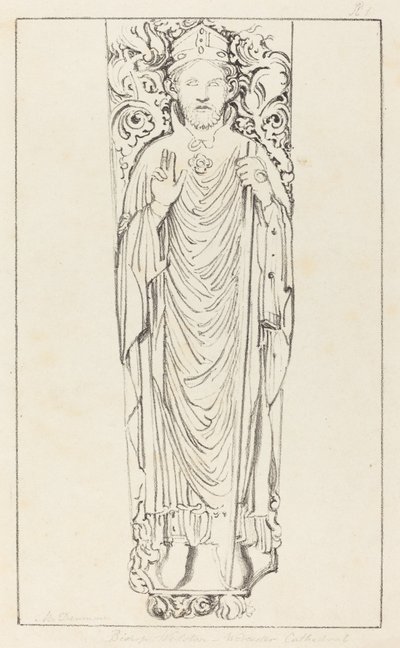 Bisschop Wulstan, in Worcester Cathedral door Maria Denman after John Flaxman
