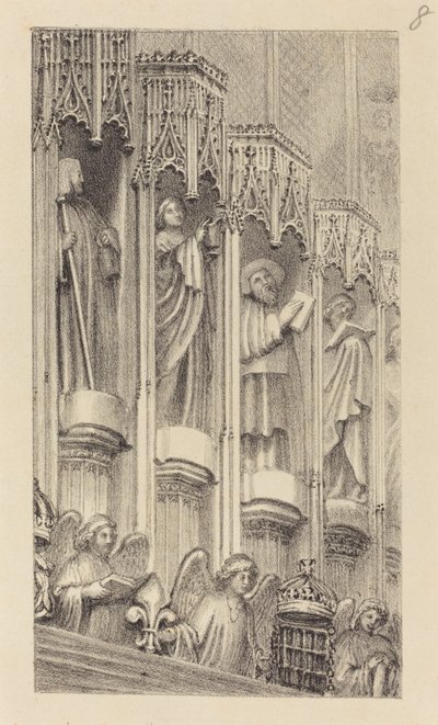 Beelden in de architectuur van de kapel van Hendrik de Zevende, Westminster Abbey door Maria Denman after John Flaxman