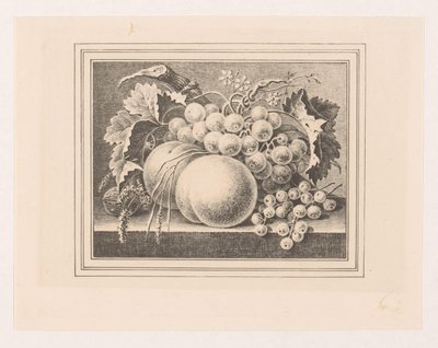 Compositie met vruchten in een omlijsting door Maria Geertruida de Goeje Barbiers (attributed to)