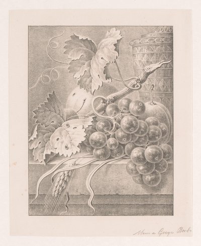 Stilleven met vruchten en gedecoreerde pot door Maria Geertruida de Goeje Barbiers (attributed to)