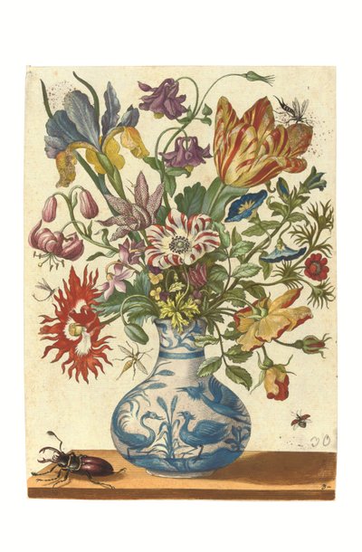 Plaat uit Blumenbuch (handgekleurde gravure) door Maria Sibylla Graff Merian