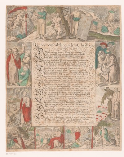 Gekalligrafeerde tekst met scènes uit het leven van Christus door Maria Strick Becq