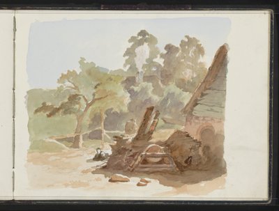 Stapel hout voor een hut door Maria Vos