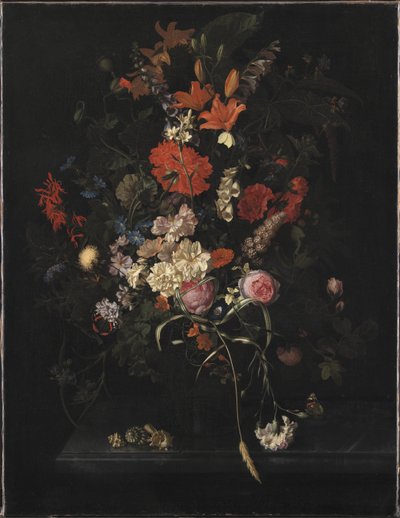 Boeket Bloemen in een Glazen Vaas door Maria van Oosterwijck