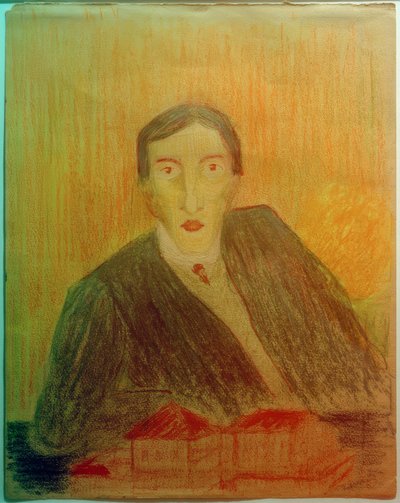 Portret met architectuurmodel door Marianne von Werefkin