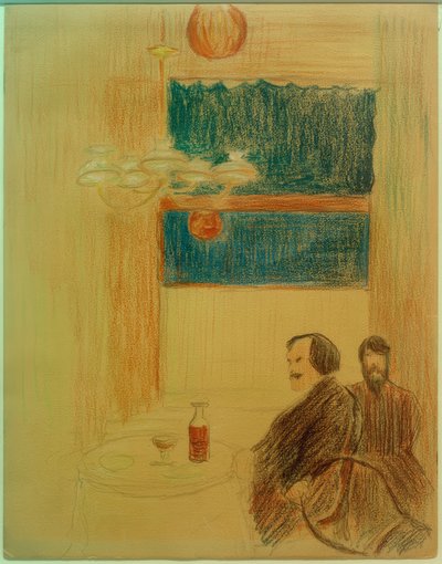 Twee mannen in het lokaal door Marianne von Werefkin