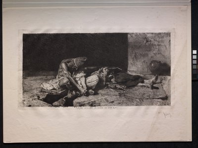 Arabier die over het lichaam van zijn vriend waakt door Mariano Fortuny y Marsal