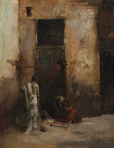 Bedelaars bij een Deur door Mariano Fortuny y Marsal