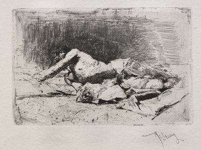Man die over de grond rolt door Mariano Fortuny y Marsal