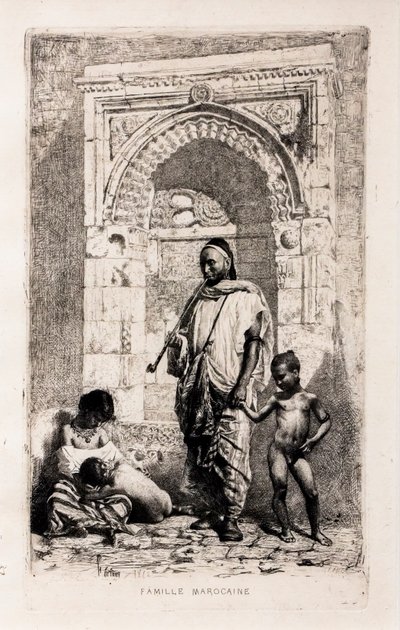 Marokkaanse familie, circa 1862 (ets op papier) door Mariano Fortuny