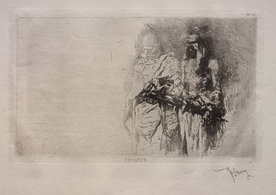Schets (Twee Arabische figuren) door Mariano Fortuny y Marsal
