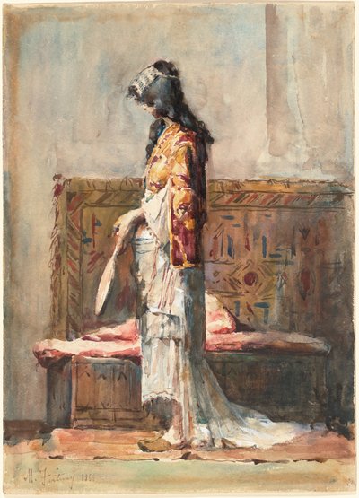 Een Marokkaanse vrouw in traditionele kleding door Marià Fortuny