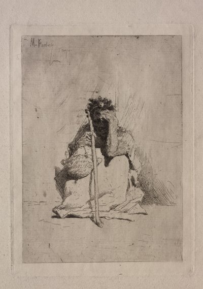 Zittende Bedelaar door Mariano José María Bernardo Fortuny y Carbó