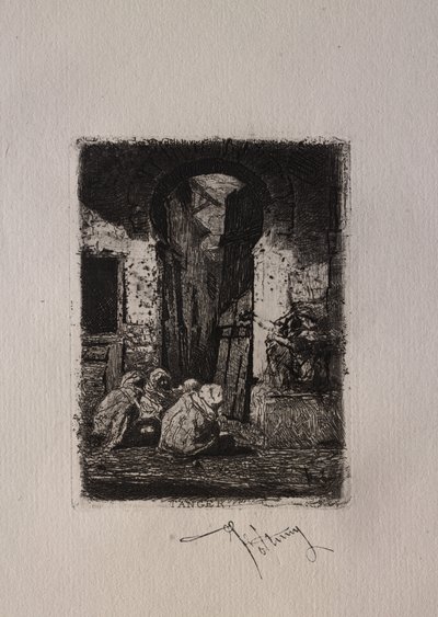 Tanger, Zittende Arabieren door Mariano Fortuny y Carbó