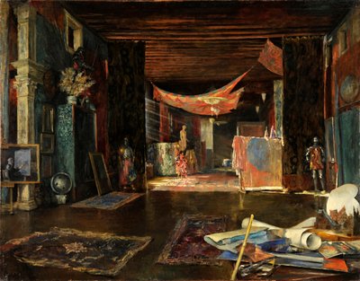 Het atelier van de schilder in Palazzo Pesaro Orfei door Mariano Fortuny y Madrazo