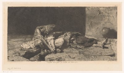 Arabische man waakt over het dode lichaam van zijn vriend door Mariano José María Bernardo Fortuny y Carbó