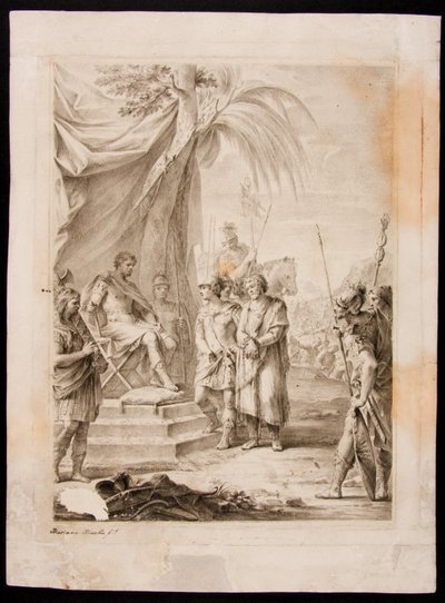 Jugurtha gebonden en overgedragen aan Silanus, die hem naar Marius brengt door Mariano Salvador Maella