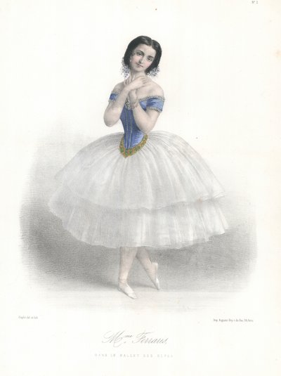 Italiaanse balletdanseres Amalia Ferraris in het Ballet des Elfes in de Opera van Parijs, ca. 1860 door Marie Alexandre (after) Alophe